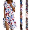 Платье в стиле бохо с коротким рукавом для женщин, повседневное, свободного кроя, летнее, сарафан с цветочным принтом и карманами