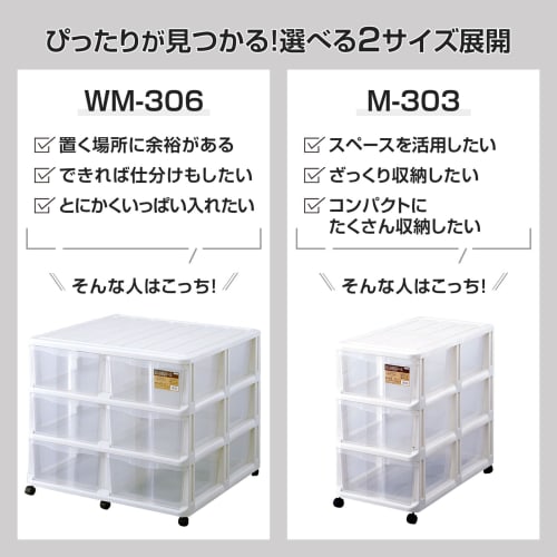 Tenma (Tenma) Large Storage Case for Clothing, Made in Japan, Closet Storage Case with Casters, Clear Case with See-Through Drawers, Assembly Required
