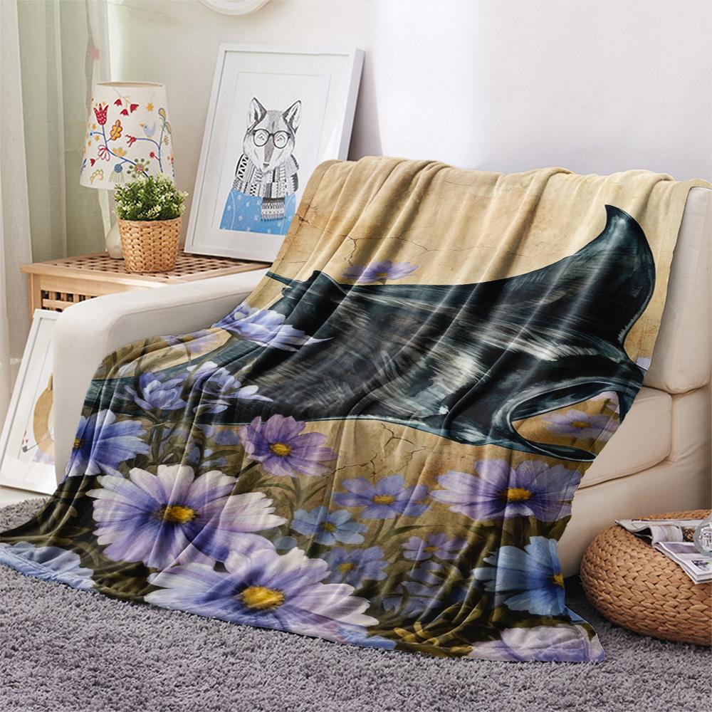 1PC Fantasy Animals Print FlAannel Blanket, High quality Comfortable for All Seasons, Home Decor, Warmth and Comfort