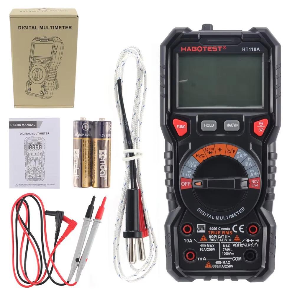 Huabo HT118A Высокоточный цифровой мультиметр с двойной подсветкой для измерения переменного/постоянного напряжения и тока
