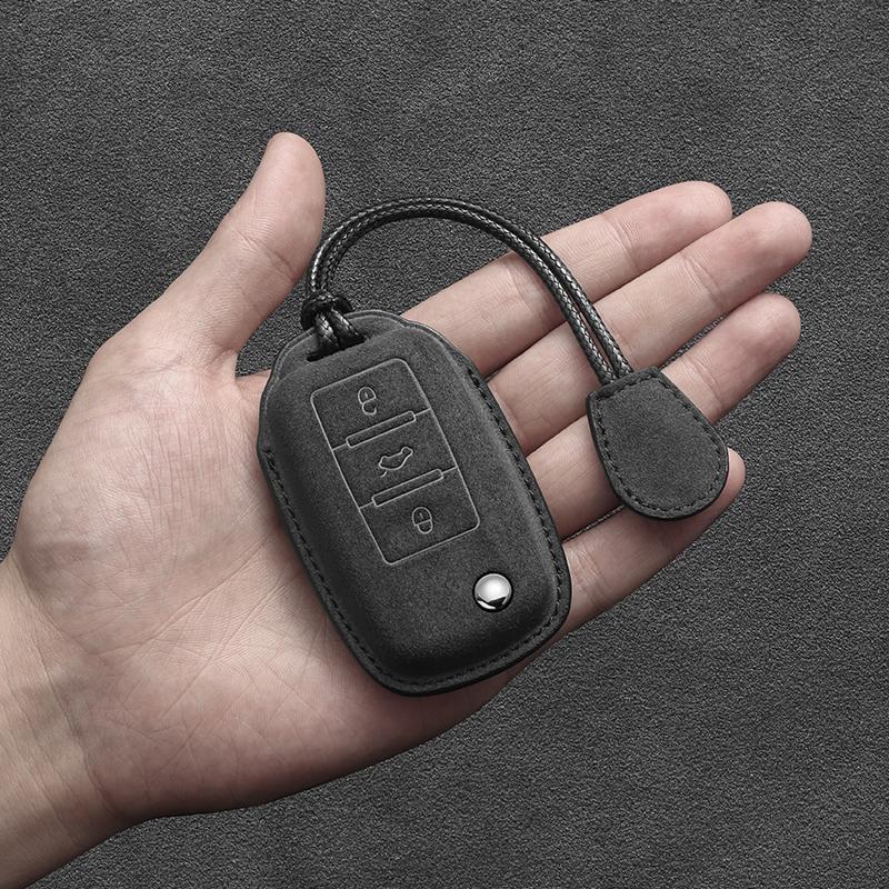 Чехол для автомобильного ключа из замши и кожи для Volkswagen VW Polo Golf Passat Tiguan Beetle Caddy T5 Up Eos Skoda Octavia Seat Leon Altea