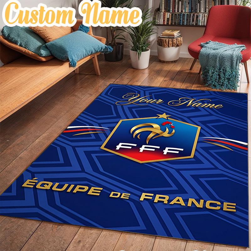 Custom Name France Football Emblem Rug Office Rug Chair Mat Non Slip Carpet Rugs for Bedrooms Dining Room Living Room Home Decor gifts