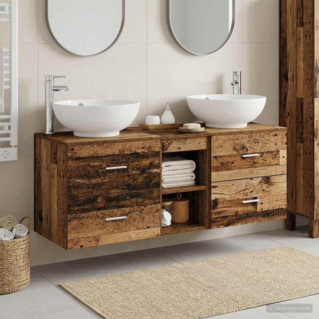 Bathroom Furniture Set 3 pcs. Reclaimed Wood 129 x 44.5 x 80 cm