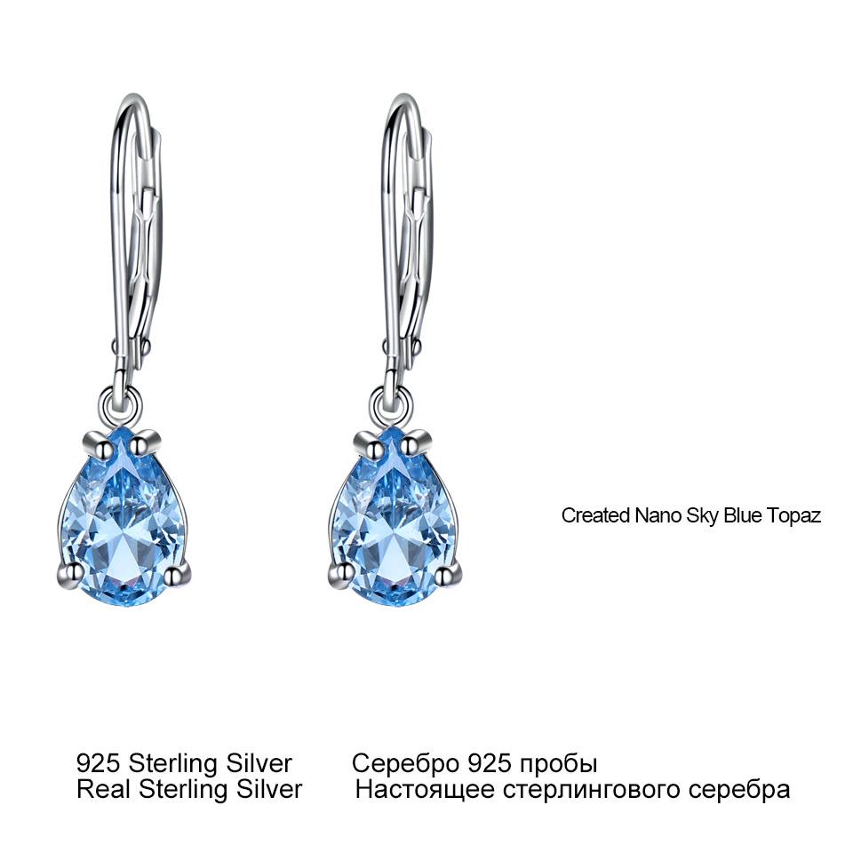 Umcho Jewelry Set Blue Topaz Ring Earrings Pendant 925 Sterling Silver Ladies Jewelry Set