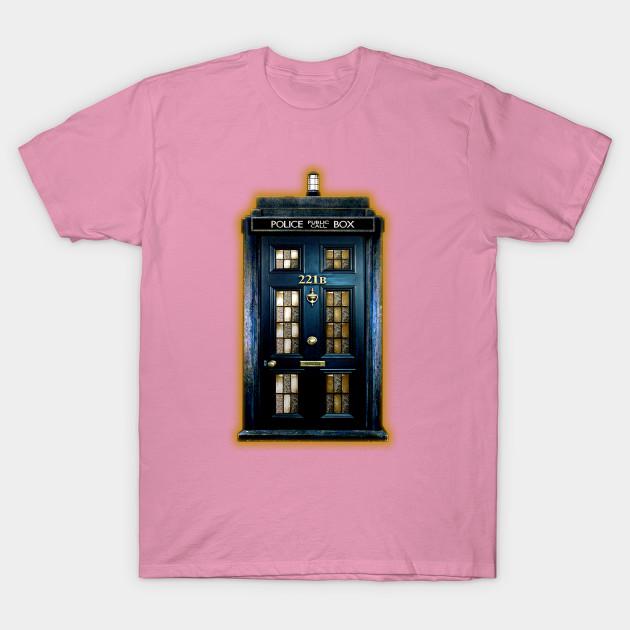 T Shirt Women Blue Phone Box With 221B Number Harajuku Print Kawaii Tshirt Summer Short Sleeve Female T-Shirt Top Tee