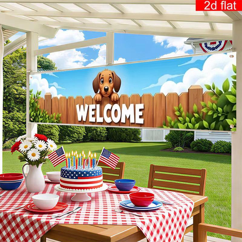 Dog Dog Garden Fence Banner, Outdoor Pet Home Welcome Decoration