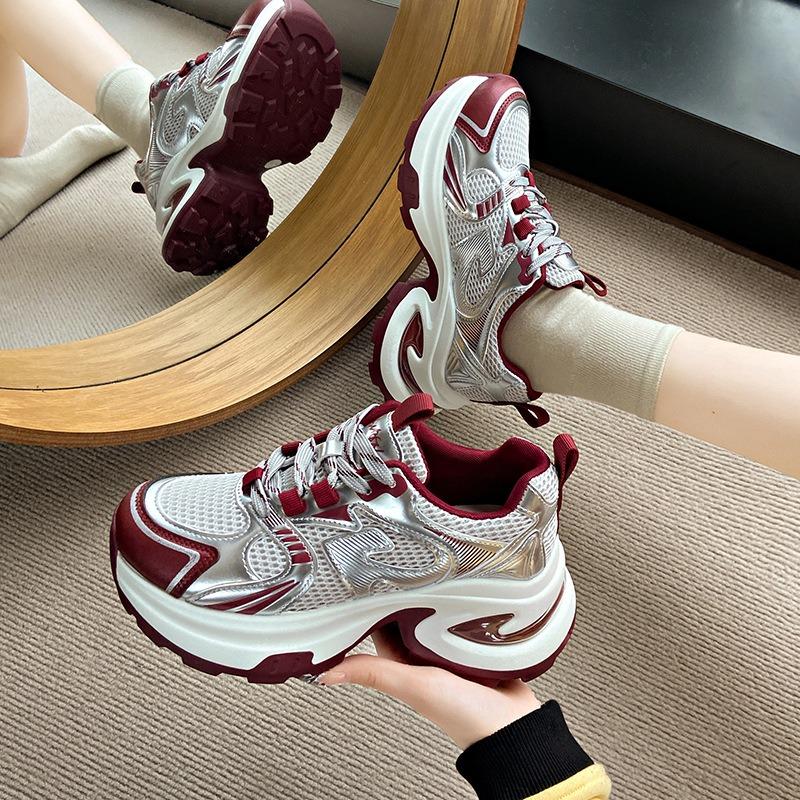 Маленькие туфли на толстой подошве и высоком каблуке, женские, из мягкой кожи, кроссовки для папы, детские, весенне-летние новые, универсальные, повседневные, спортивные