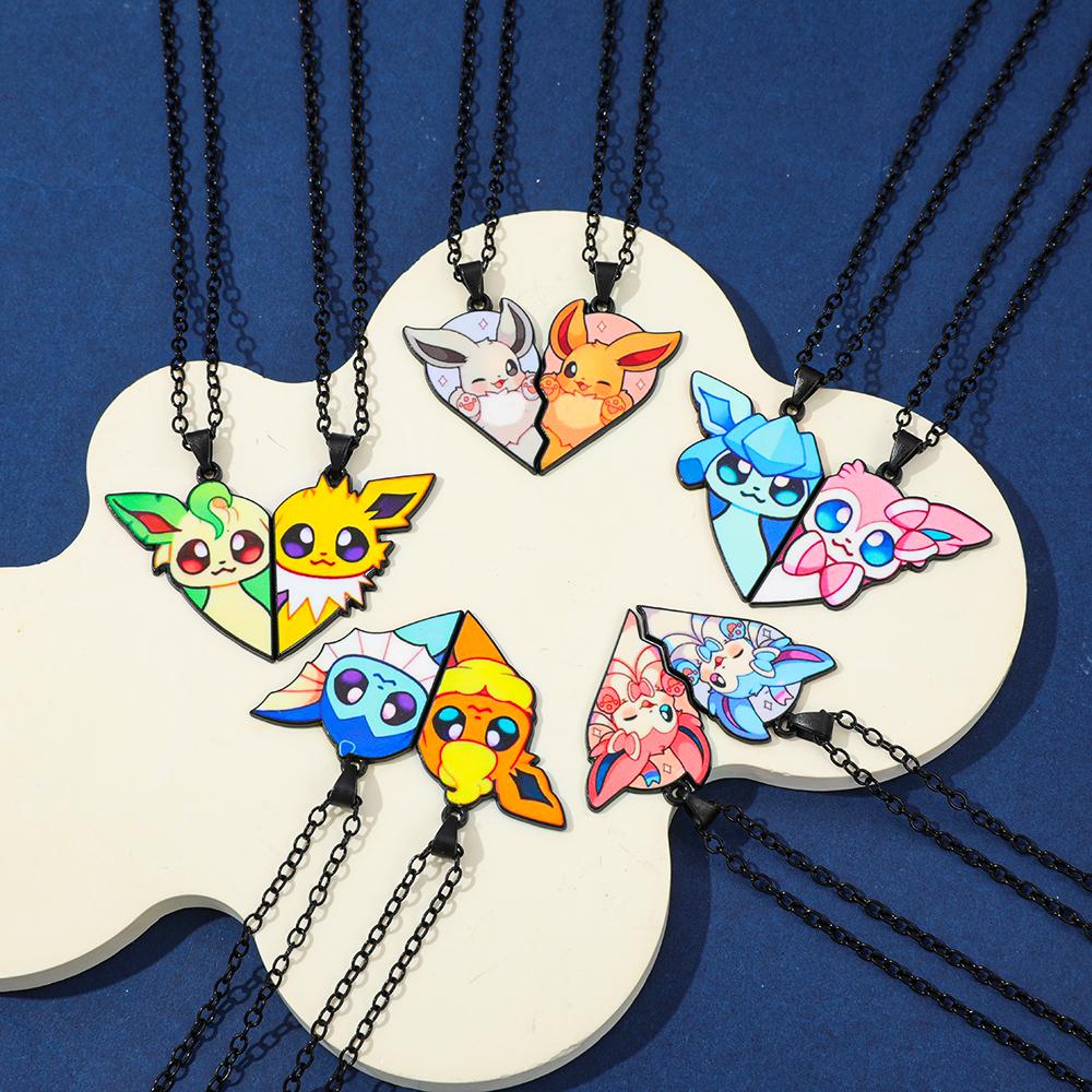 Eevee Evolution Necklace Set with Umbreon, Espeon, Sylveon, Jolteon, Flareon Pendant, Anime Jewelry Gift for Women Fans