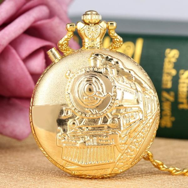 Noctilucent LED Flash Quartz Pocket Watch Unique Bronze/Silver/Gold Steampunk Train Locomotive Engine FOB Luminous Chain Watch Luxury Clock