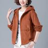 Women Spring Autumn Corduroy Jacket Female Korean LooseShort Jacket Middle-aged Mother Hooded Jacket
