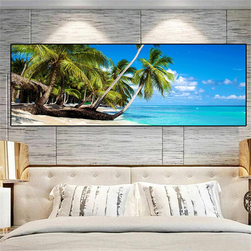 Natural Tropical Sea Beach Canvas Painting Palm Tree Seascape Posters And Prints Wall Art Pictures Living Room Home Decoration