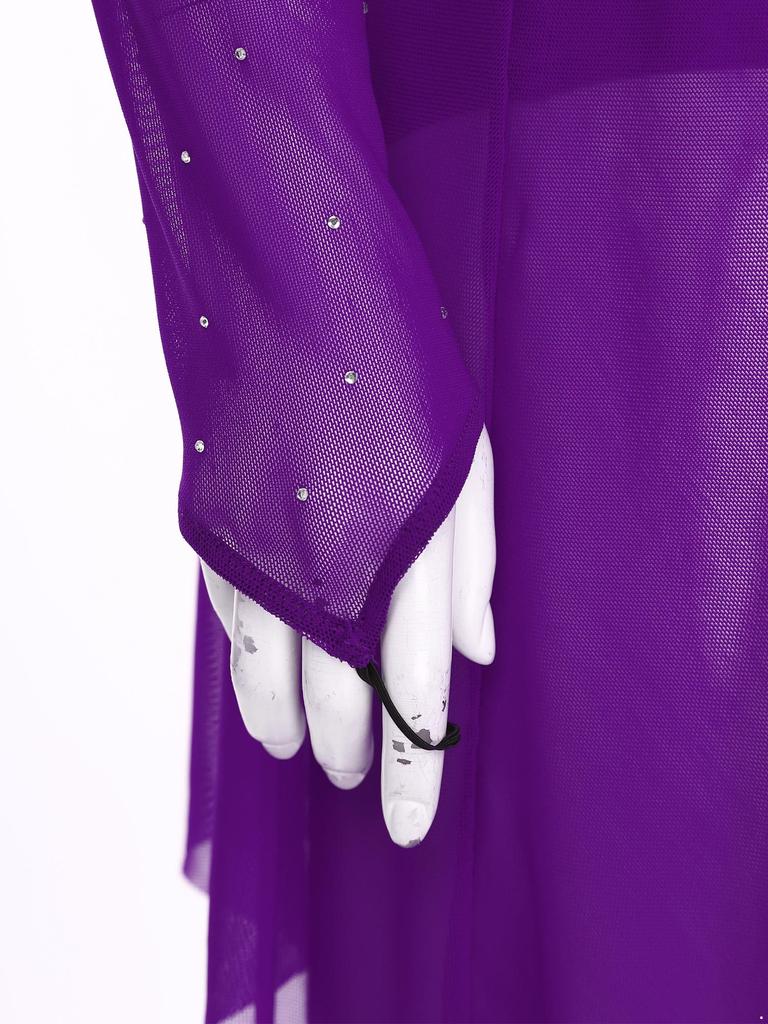 Женский купальник для фигурного катания с одним рукавом и воротником-стойкой, со стразами, для выступлений в танцах на льду