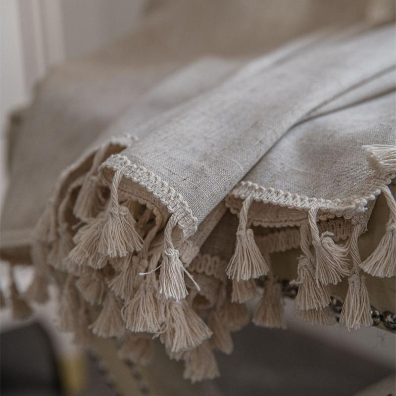 Роскошные шторы из смеси льна — однотонные текстурированные шторы для изысканных кухонь | Полупрозрачные шторы с бахромой ручной работы, сертифицированные OEKO-TEX