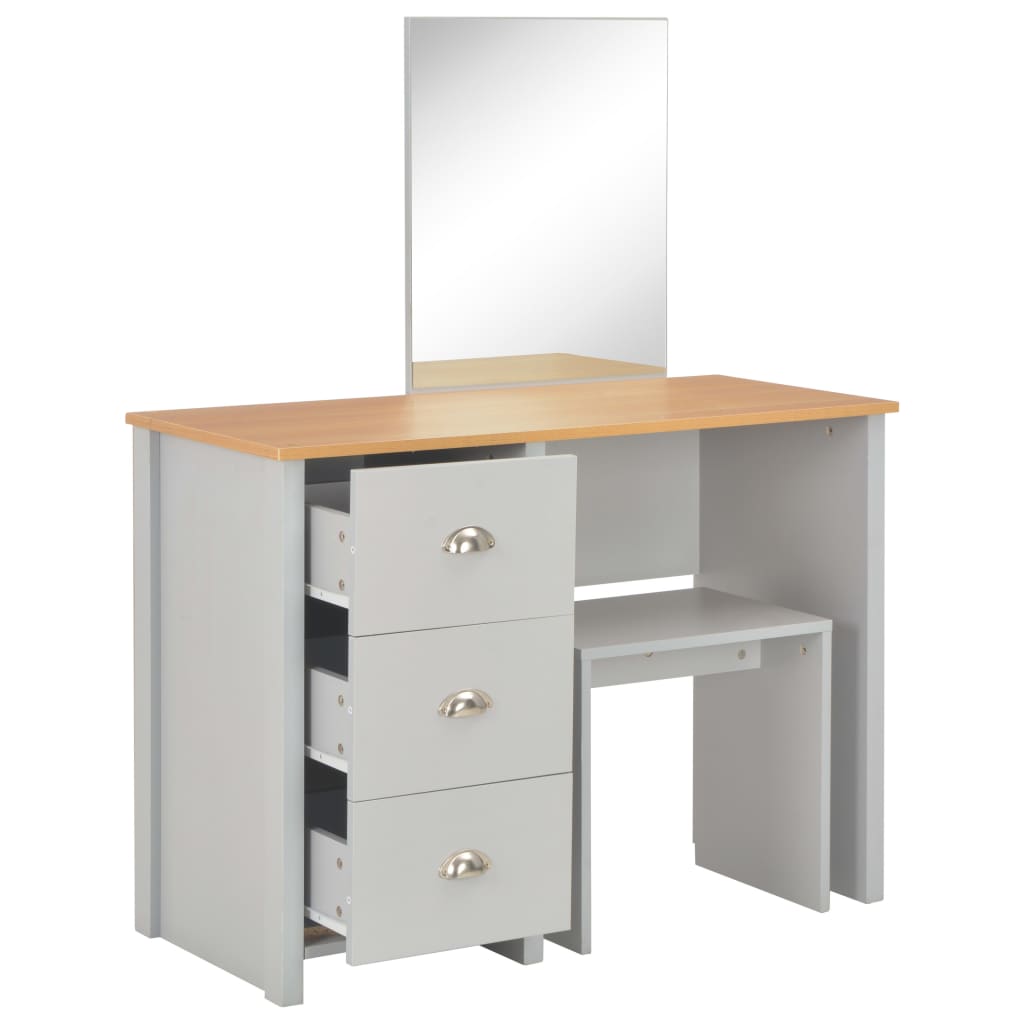 Makeup Table with Mirror and Stool Gray 104 x 45 x 131 cm