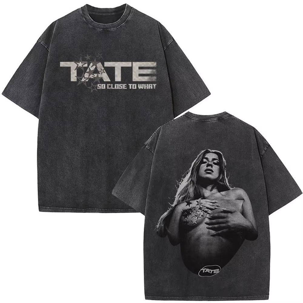 Tate McRae So Close To What Album Tour Washed Tshirt Men Women Cotton Short Sleeve Summer Vintage T Shirt Tops Fans Gift