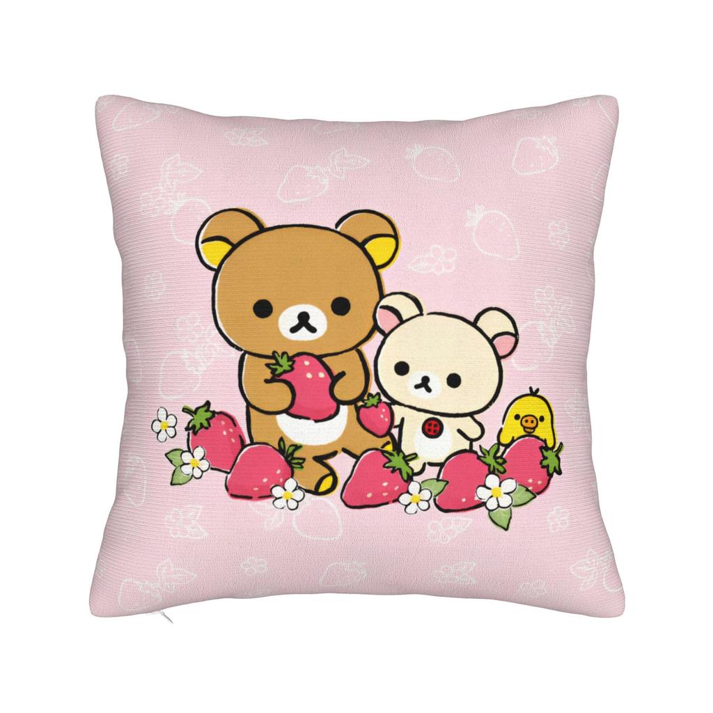 Мультяшная наволочка для подушки Rilakkuma Мультяшный медведь Полиэстер Подушка-плед Забавная наволочка