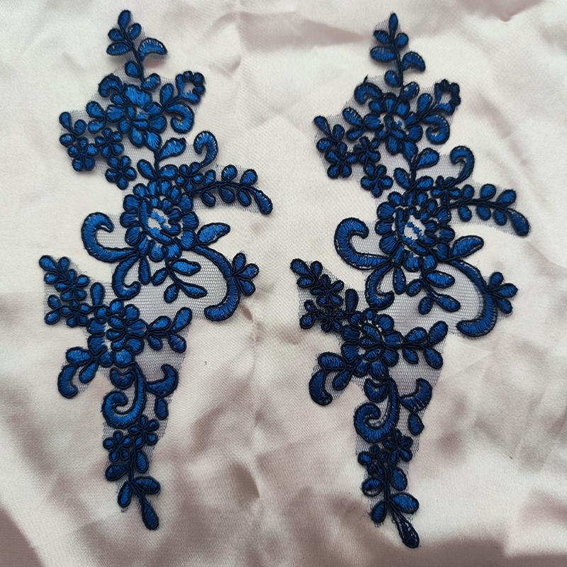 Кружевная аппликация Пришивная нашивка Ткань 1 пара Вышивка Цветок Изысканная отделка Нашивки Поделки Наклейки Сумка Платье Украшение Оптом