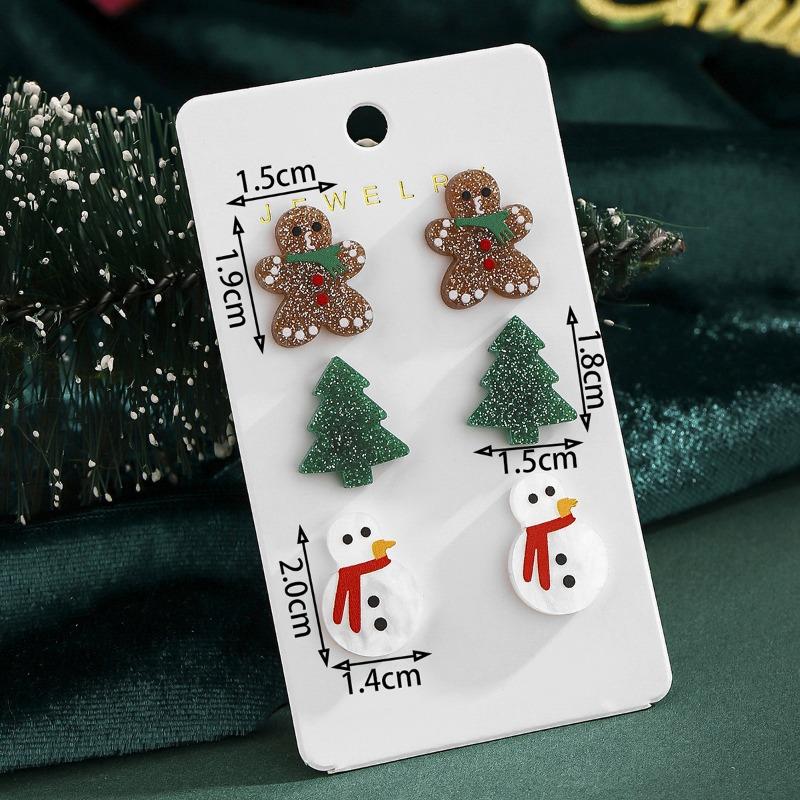 Набор серег-пуссет 'Рождественская комбинация', серьги 'Снеговик', 'Пряничный человечек', 'Рождественская елка', украшение для ушей, серьги