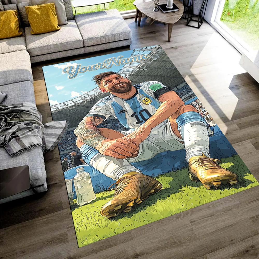 Messi Customize Your Name Floor Mat Perfect for Living Rooms Bedrooms Dining Room Entryway Anti-slip Rug Anime Office Decor Spiritual Gift