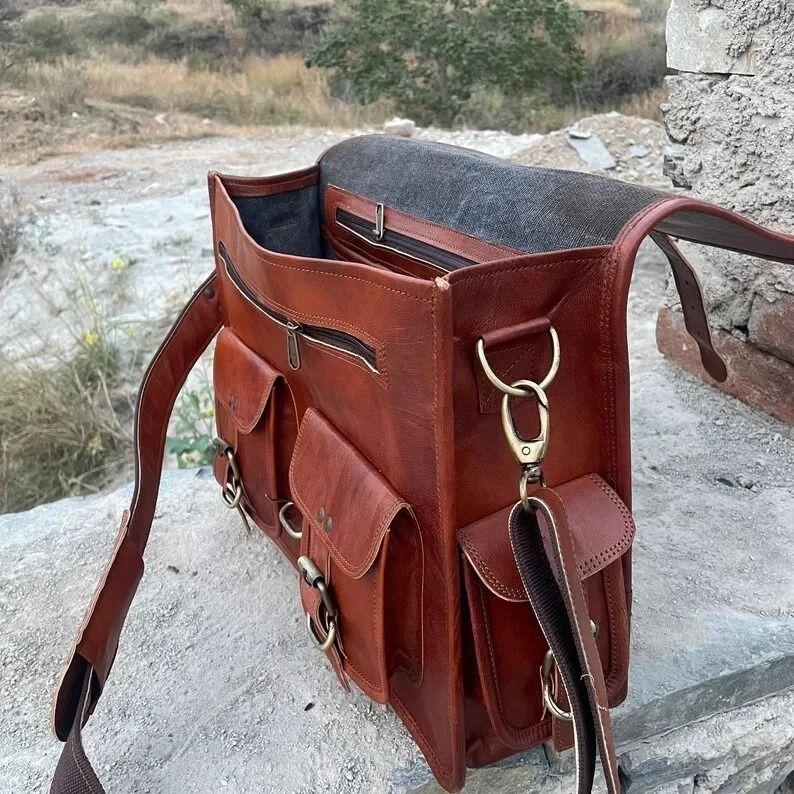 Кожаный Винтажный Новый Натуральный Портфель Наплечная Мужская Сумка-Мессенджер для Ноутбука