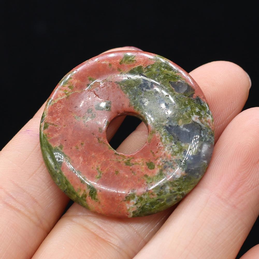 35x35 мм натуральный камень бусины с большими отверстиями круглый кристалл розовый кварц агат лазурит опал белая бирюза свободные бусины для изготовления ювелирных изделий DIY аксессуары