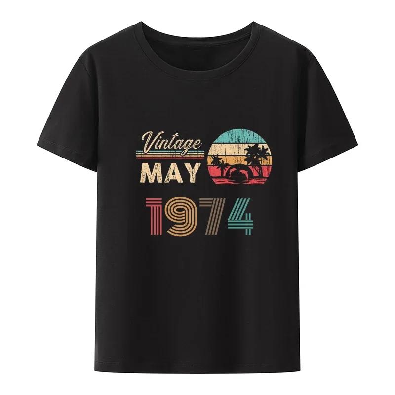 2024 Унисекс Летние топы Футболка Винтаж 49th Birthday 1974 Футболка ограниченного тиража для женщин Подарки на год Уличная одежда