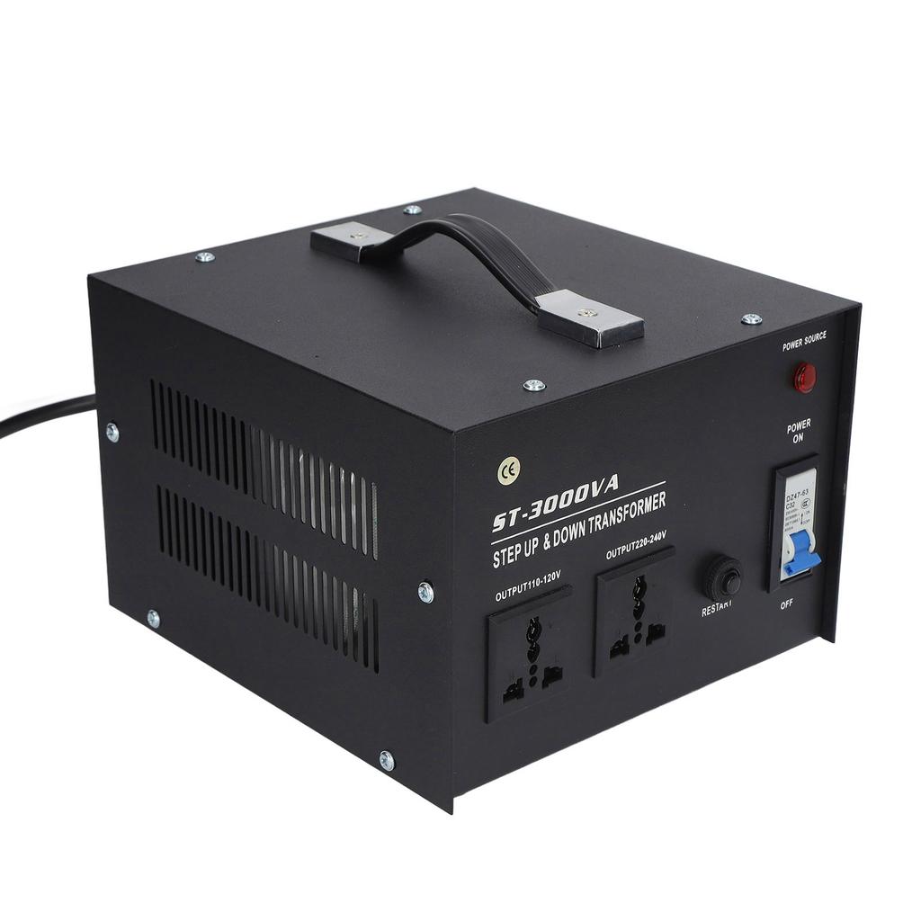 Трансформатор переменного напряжения 3000 Вт для повышения/понижения, 2 универсальные розетки, преобразователь напряжения