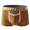 Men Boxer Underwear with Ball Support Letter Print Elastic Mid-rise Separated Pouch