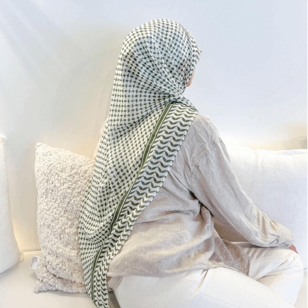 Длинный шифоновый хиджаб-шарф в клетку Исламский головной платок Простой кеффия Головной платок для вечеринки