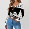 Women's Slim Bottom T-shirt Fashion Casual Gradient Printing Round Neck Pullover Long Sleeve Top