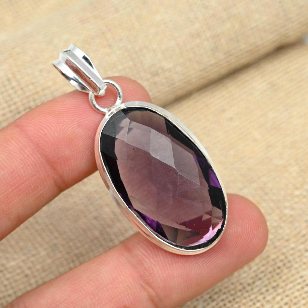 Amethyst Gemstone 925 Sterling Silver Jewelry Handmade Fancy Pendant For Her