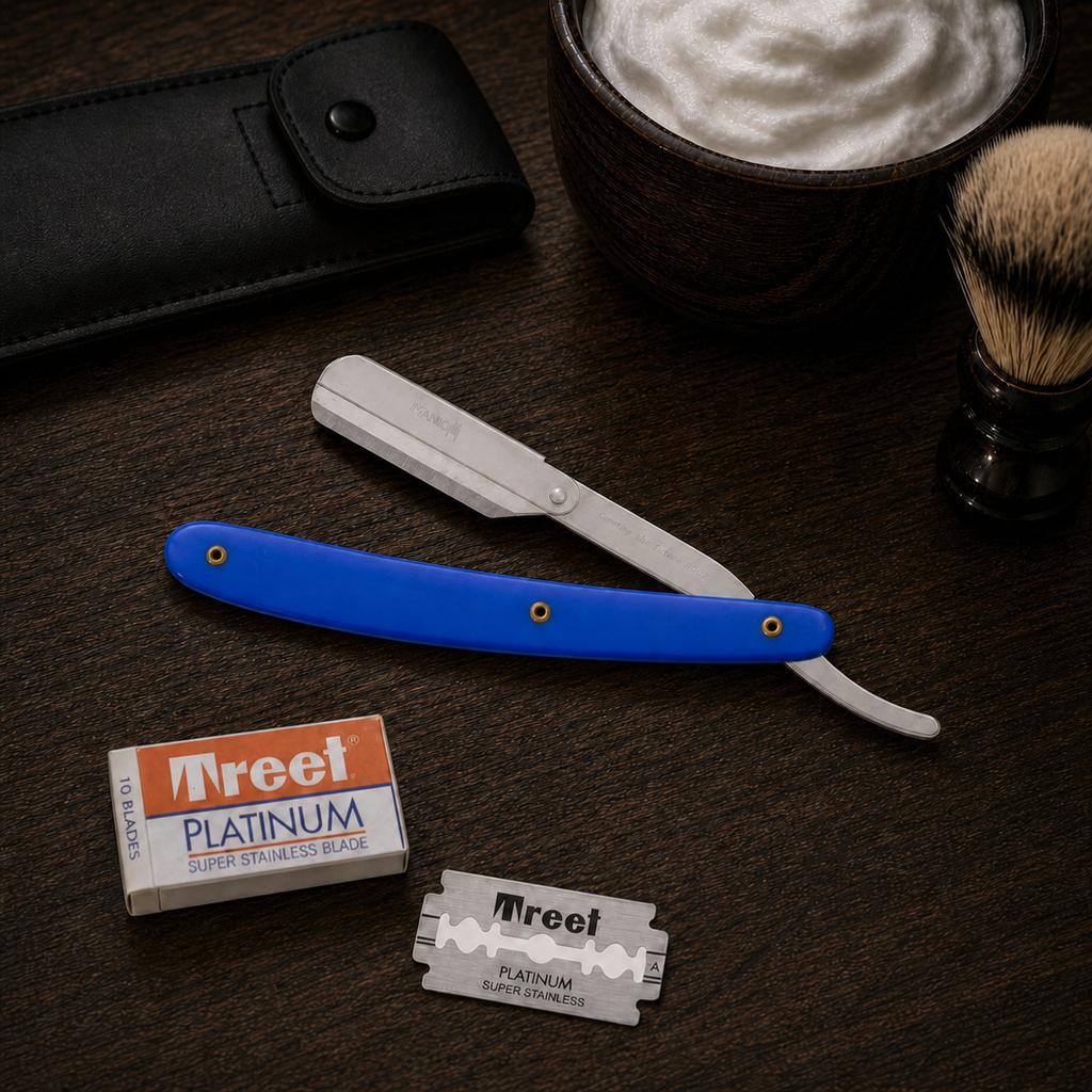 Barber' Razor for Shaving, Shaving, Trimmer, Universal, Razor Blades, Blue