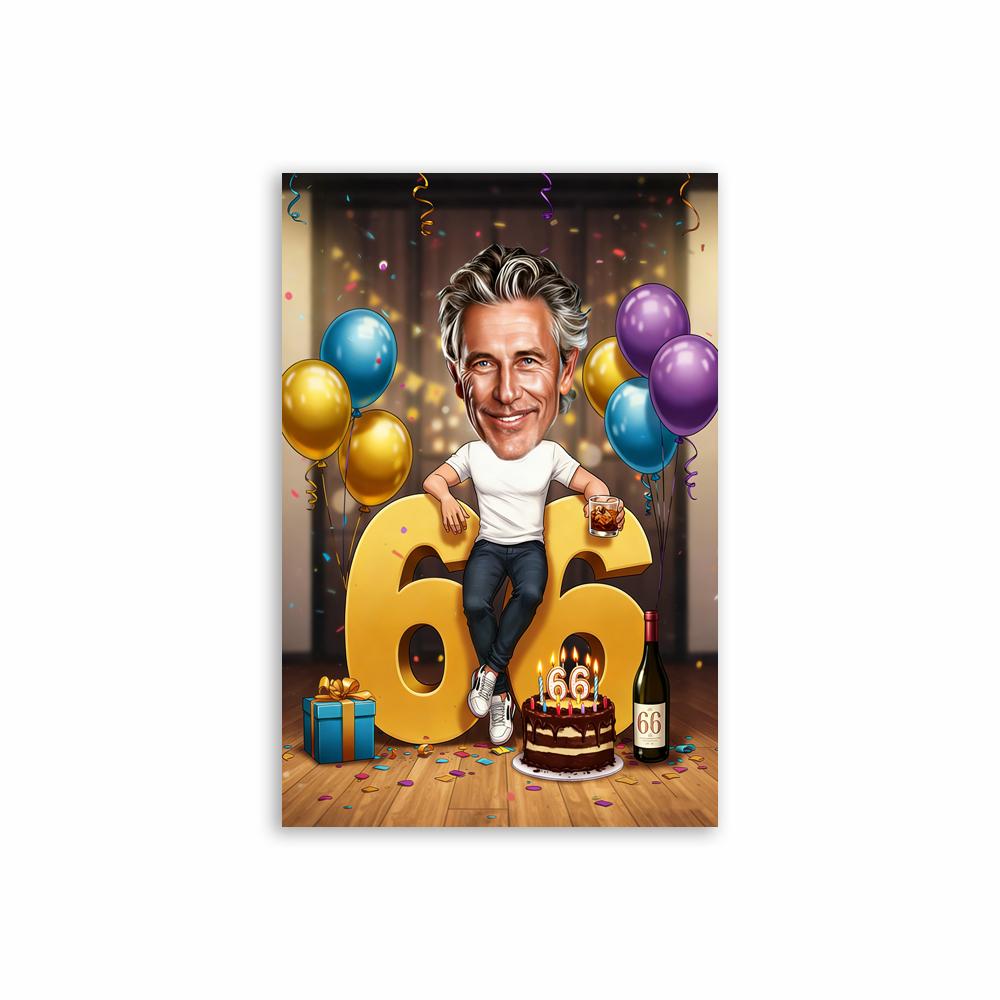 Personalized 60th Cartoon Portrait Poster 68th Caricature Prints Cartoon Portrait Canvas Painting Man Birthday Funny Art Gifts