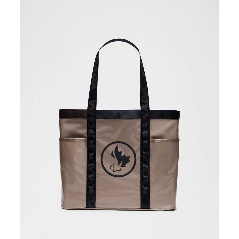 Lululemon Team Canada Ripstop Cinch Closure Tote Bag 20l Cpc Logo Rock Dust