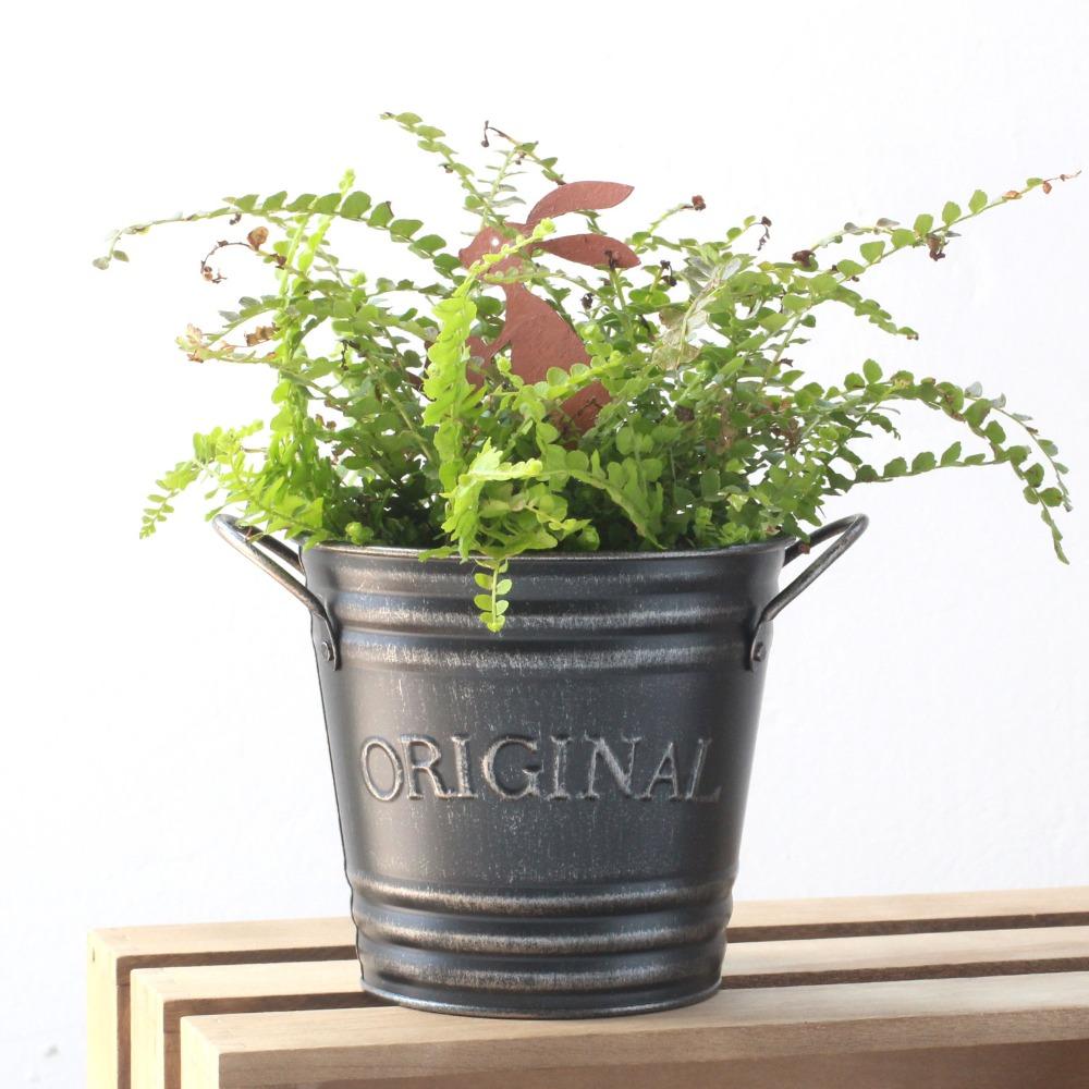 Round Iron Flower Pot Retro Floral Buckets Creative Metal Flower Container Farmhouse