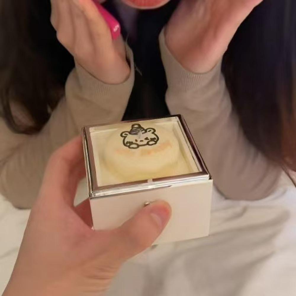 Дисплей для колец Медведь Коробка для колец с откидной крышкой Коробка для хранения Подарочная упаковка на день рождения для возлюбленной