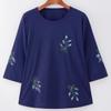 Spring and Summer Embroidered Shirt High Elastic T-shirt Women's Loose Size 7 / 4 Sleeve Casual Summer Wear Blouse