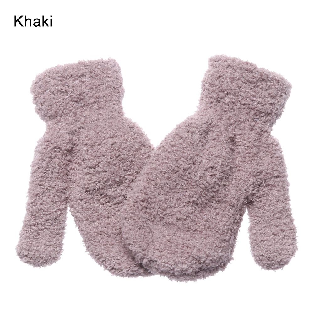 Boys Girls Winter Lovely Soft Warm Baby Candy Color Coral Plush Mittens Full Fingers Kids Gloves