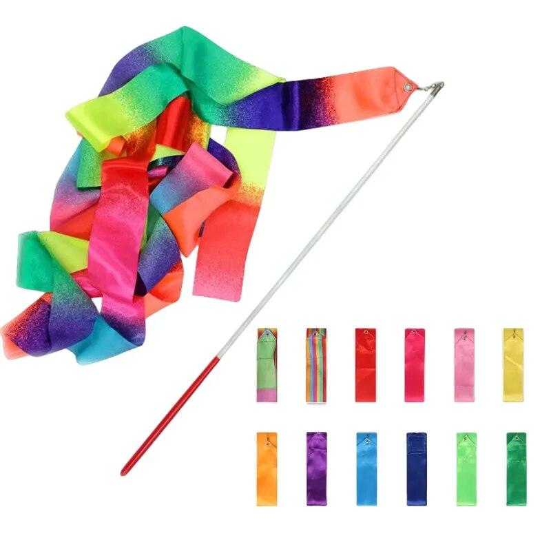 2/4/6 м красочные ленты для художественной гимнастики, художественная гимнастика, ленты для фитнеса в помещении, спортивный инвентарь, принадлежности для танцев, балета