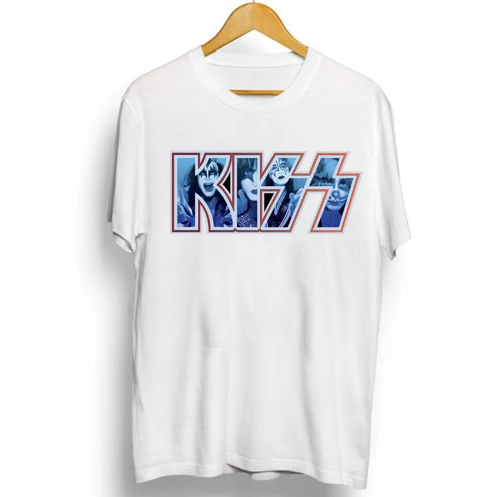 2021 New Fashion Kiss Band Rock Letter Poster Men's T-Shirt Graphics Funny Casual Short Sleeve Round Neck Shirt Hip Hop Tees