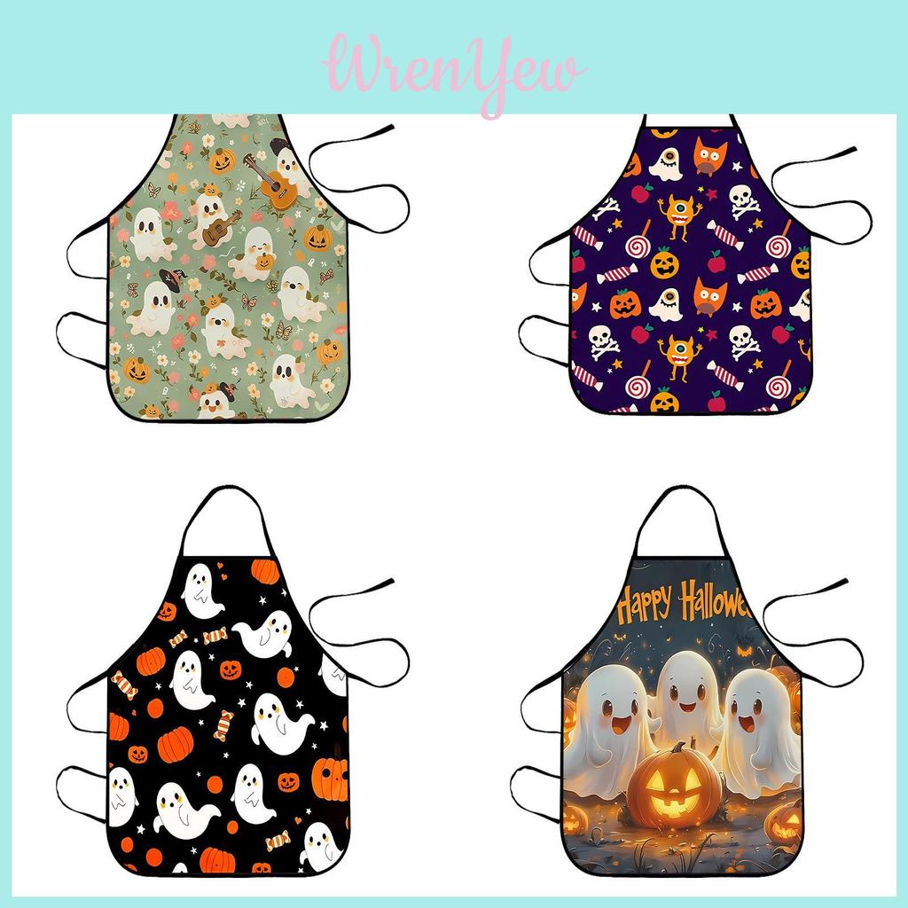 Halloween Pumpkin Ghost Waterproof Apron For Men Women And Teens With Polyester Material