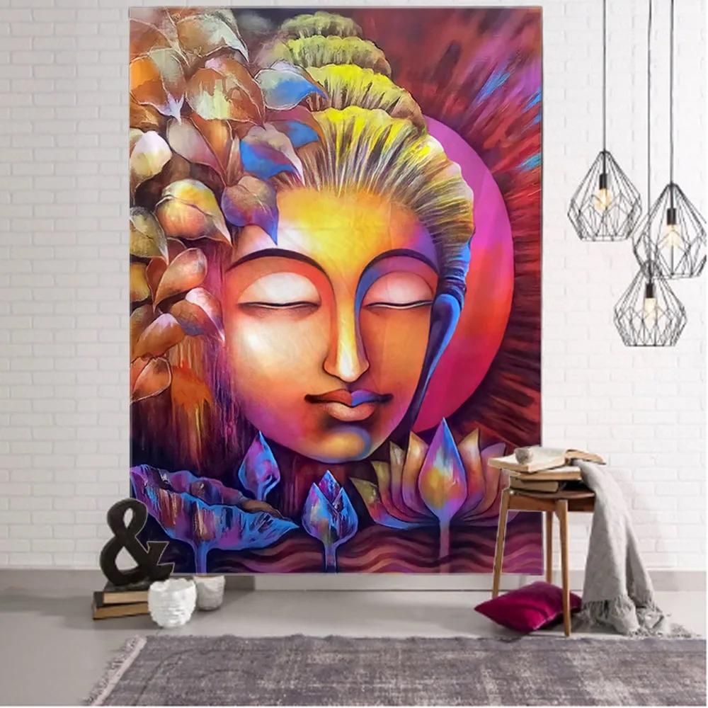 Статуя Будды Медитация Узор Гобелен Украшение стены Дома Гобелен Спальня Гостиная Гобелен