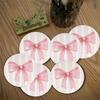 2 Or 6Pcs/Set Non-Slip Pink Bow Print Car Cup Holder Coasters Universal Fit Interior Accessories