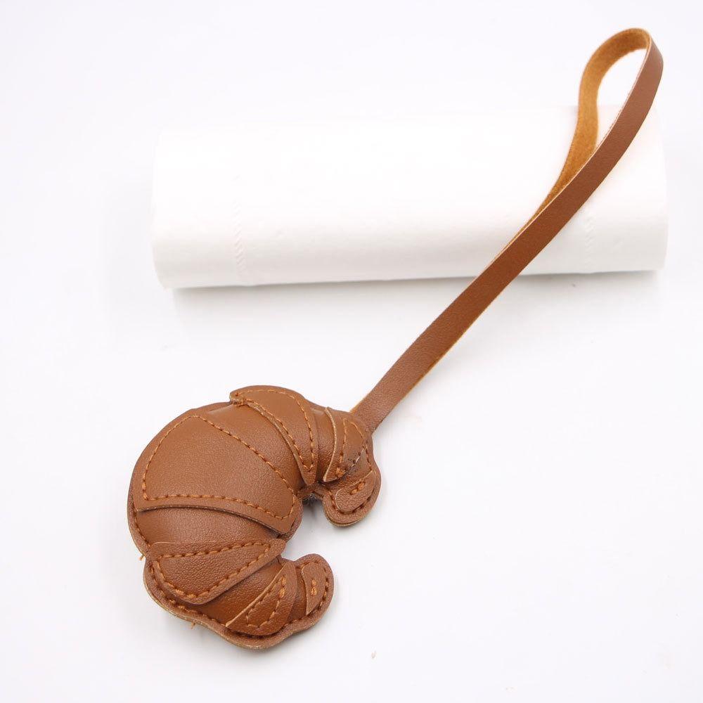 Cartoon Croissant Keychain PU Leather Bag Pendant Lovely PU Leather Hanger Women