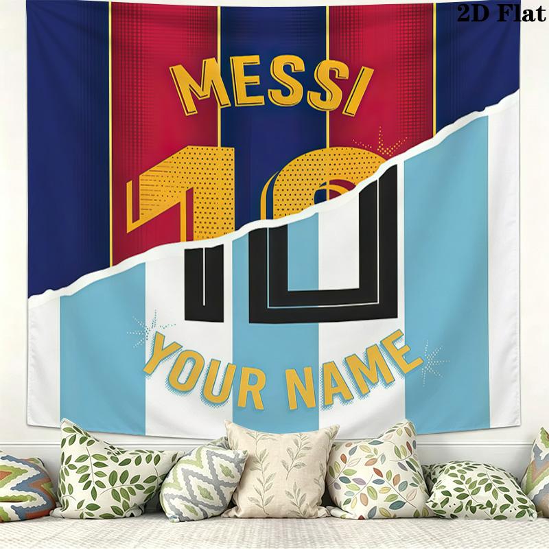 Custom Name Lionel MessiPrinted Tapestry – Wall Hanging for Bedrooms, Dorms, and Home Decor