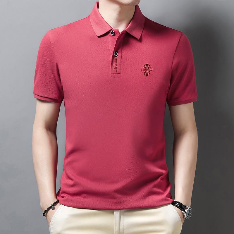 Мужская рубашка поло с короткими рукавами, свободная повседневная футболка с отворотами и короткими рукавами, тонкая и дышащая.