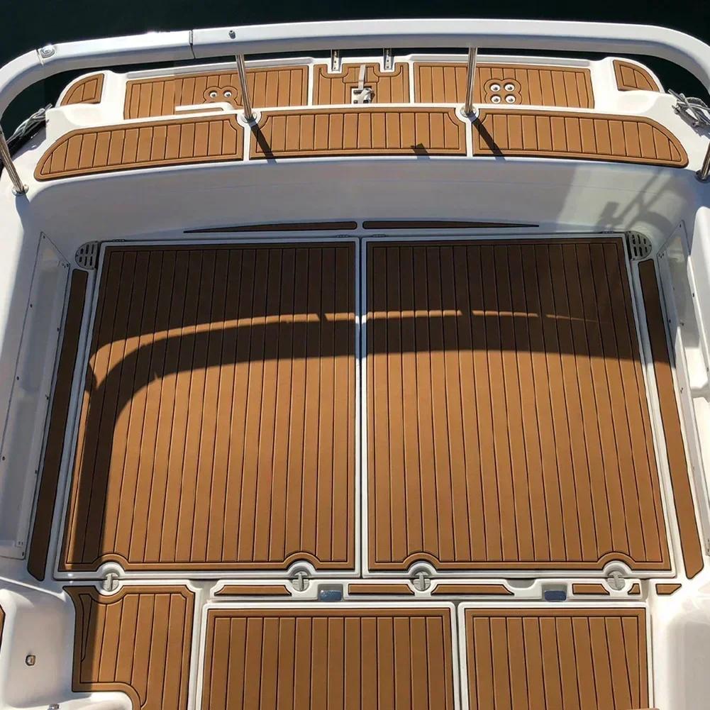 EVA Foam Boat Marine Flooring Faux Teak Decking Sheet Striped Yacht Mat 8 Styles Brown Gray Gold Black 2.4m Self-Adhesive