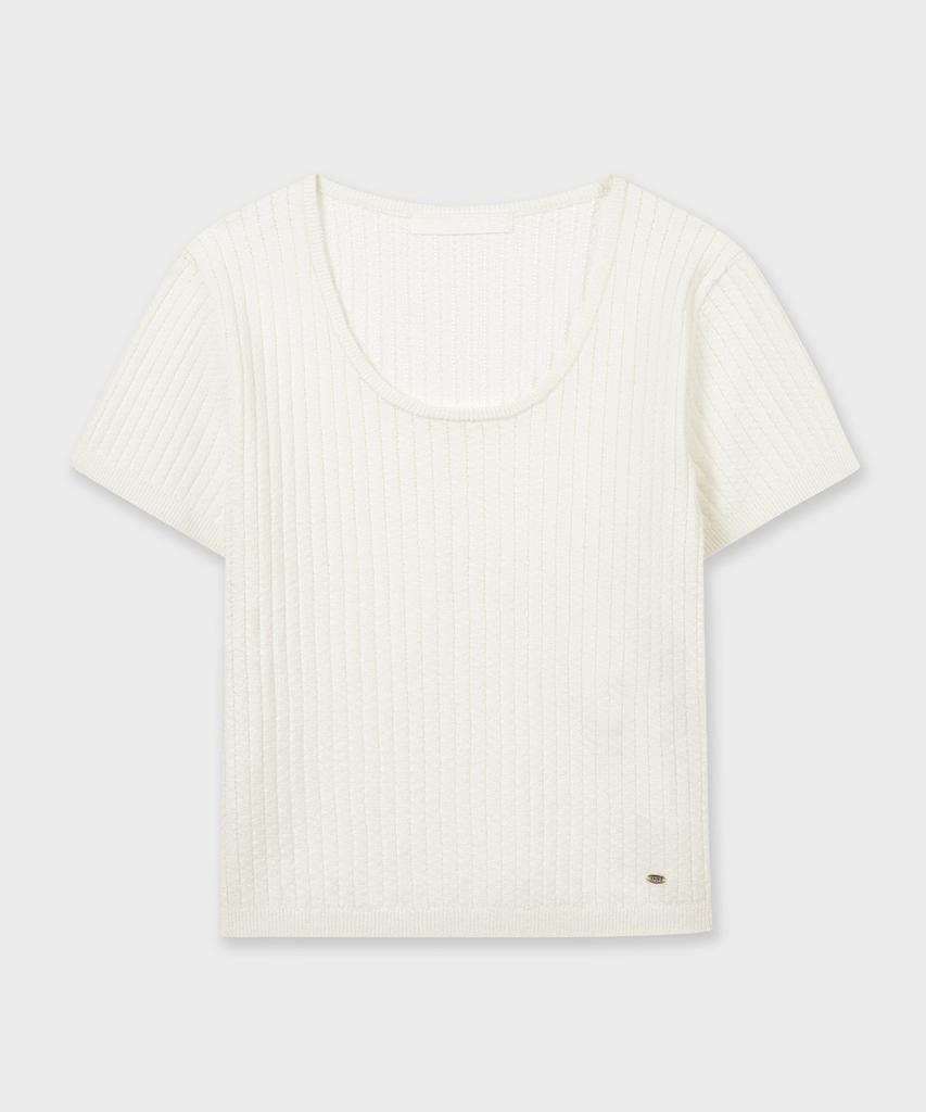 PLAC WOMEN U-Neck Half Sleeve Knit 2 Colors