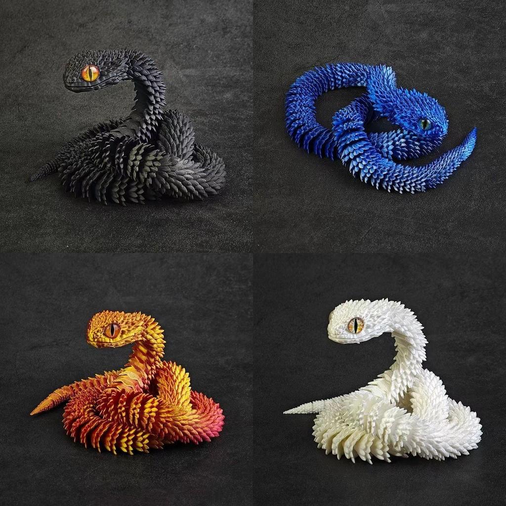 Потрясающая 3D-печатная фигурка змеи с подвижными суставами и реалистичными глазами для уникального декора