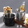 1.6L Stainless Steel Ice Bucket with Handle Wine Champagne Cooler Bottle Party Drink Chiller Bar KTV Snack Ice Barrel Barware